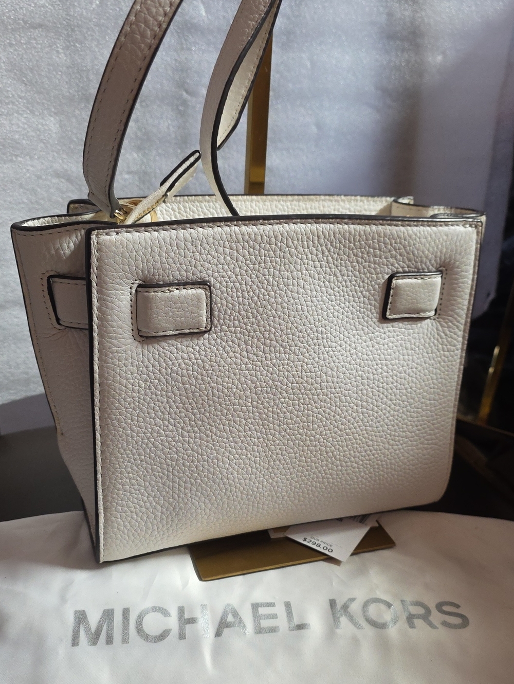 Michael Kors White Pebbled Leather Crossbody Hamilton Traveler Nwt - Picture 9 of 16